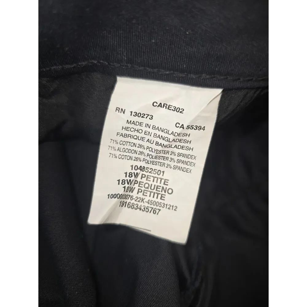 Lee Wrinkle Free Pants Womens Size 18w Petite Black Straight Leg - Picture 7 of 8